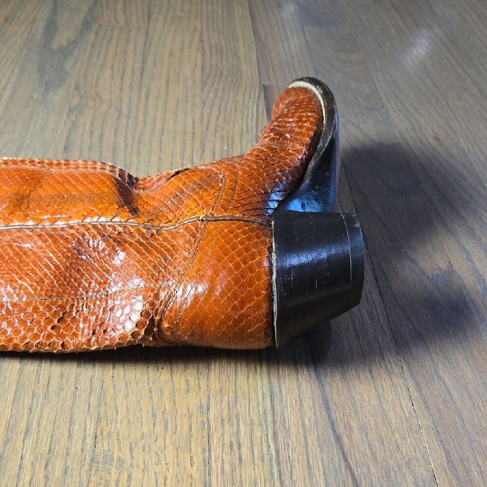 Beautiful Vintage Dan Post Snakeskin Cowgirl Boots - Picture 9 of 12